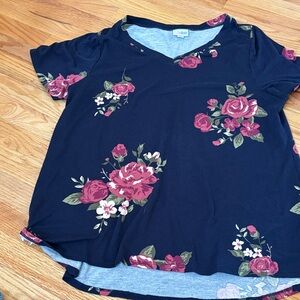 LuLaRoe navy Floral Christy top